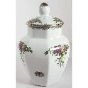 Royal Albert Old Country Roses Hexagon Ginger Jar W/ Lid Bone China EUC